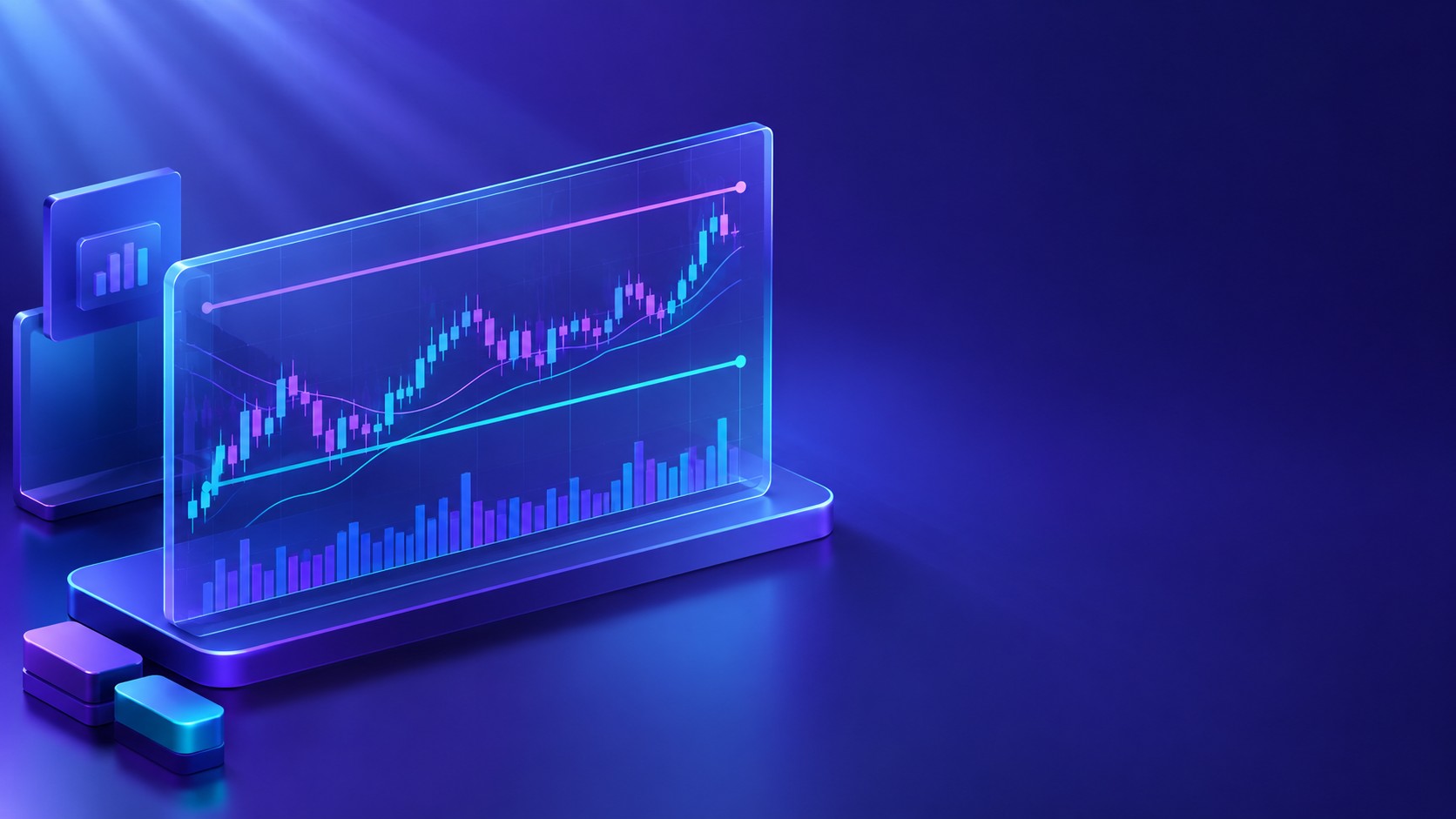 Transparent chart with trend lines support and resistance levels and moving averages